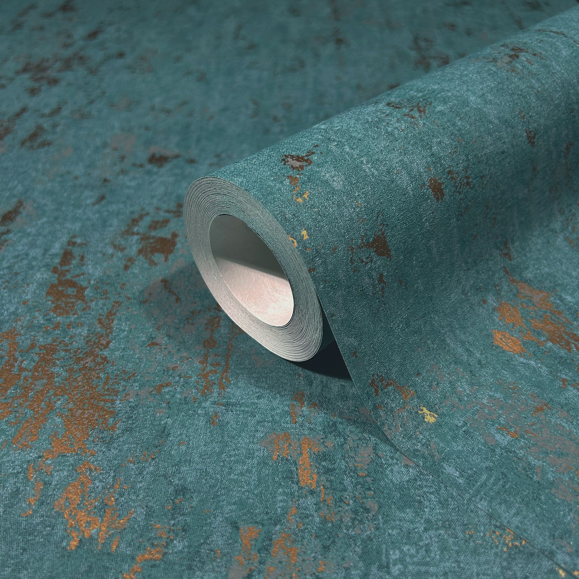 35164 Concrete look Green and Gold City Romance Wallpaper by Galerie