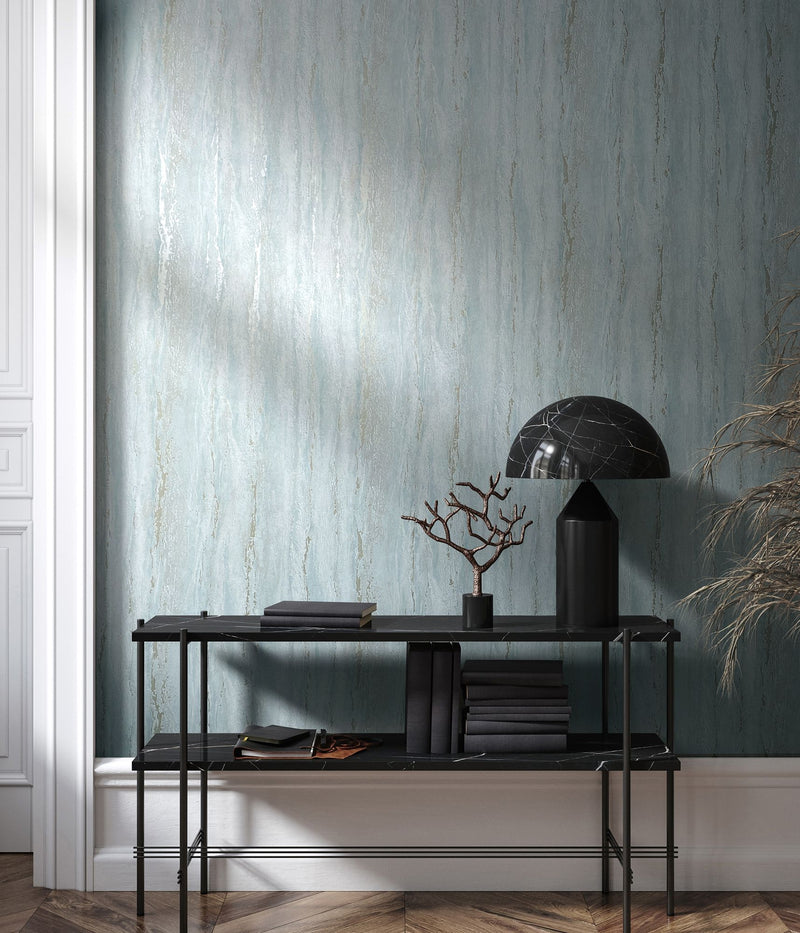 35165 Plaster look Blue and Silver Grey City Romance Wallpaper by Galerie