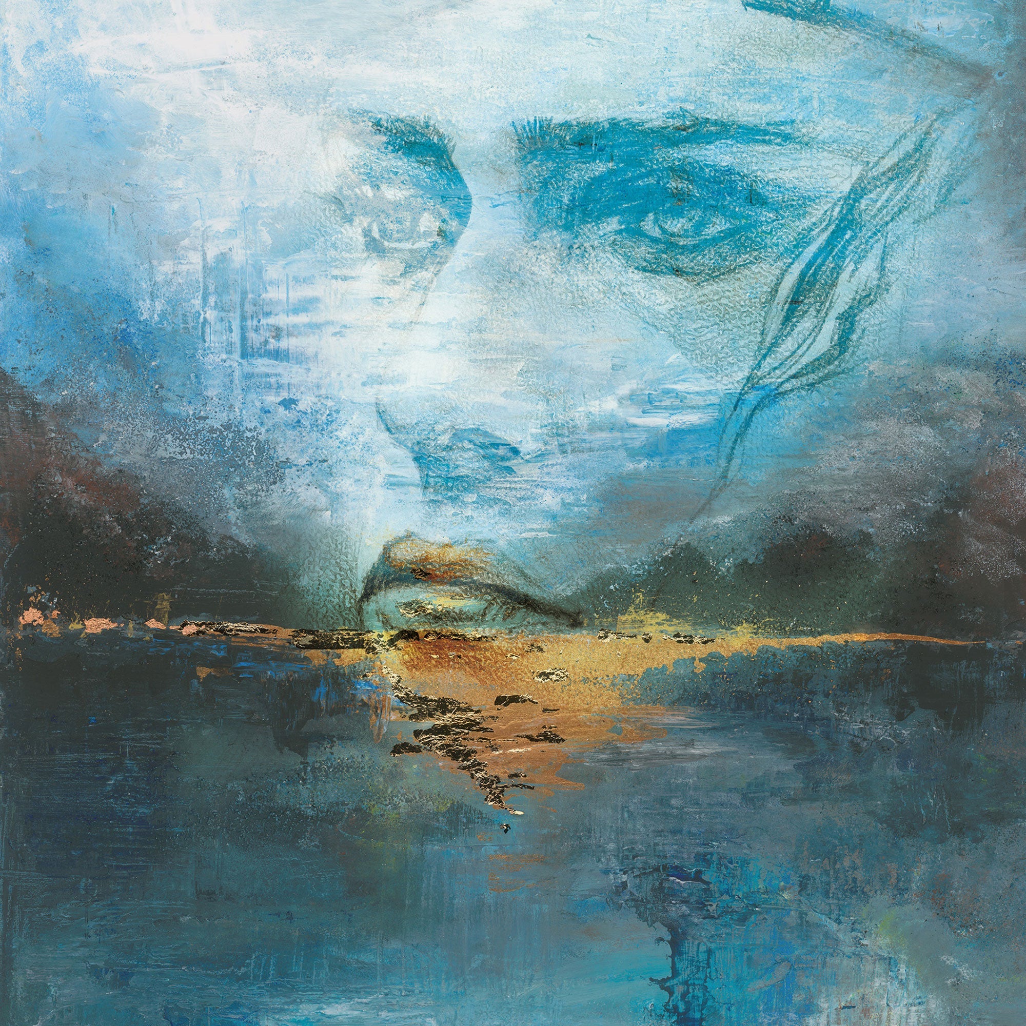 35497 Mysterious Face Blue Mural by Galerie