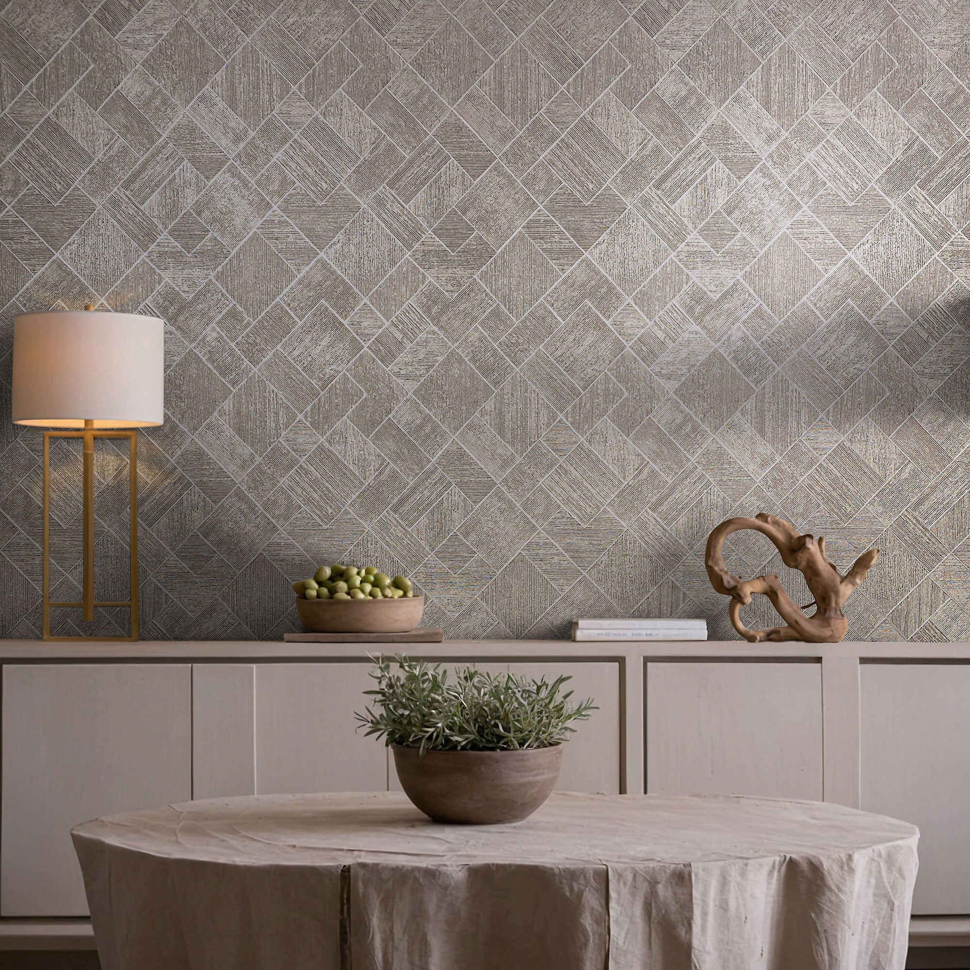 35510 Graphic Grey Beige Wallpaper by Galerie