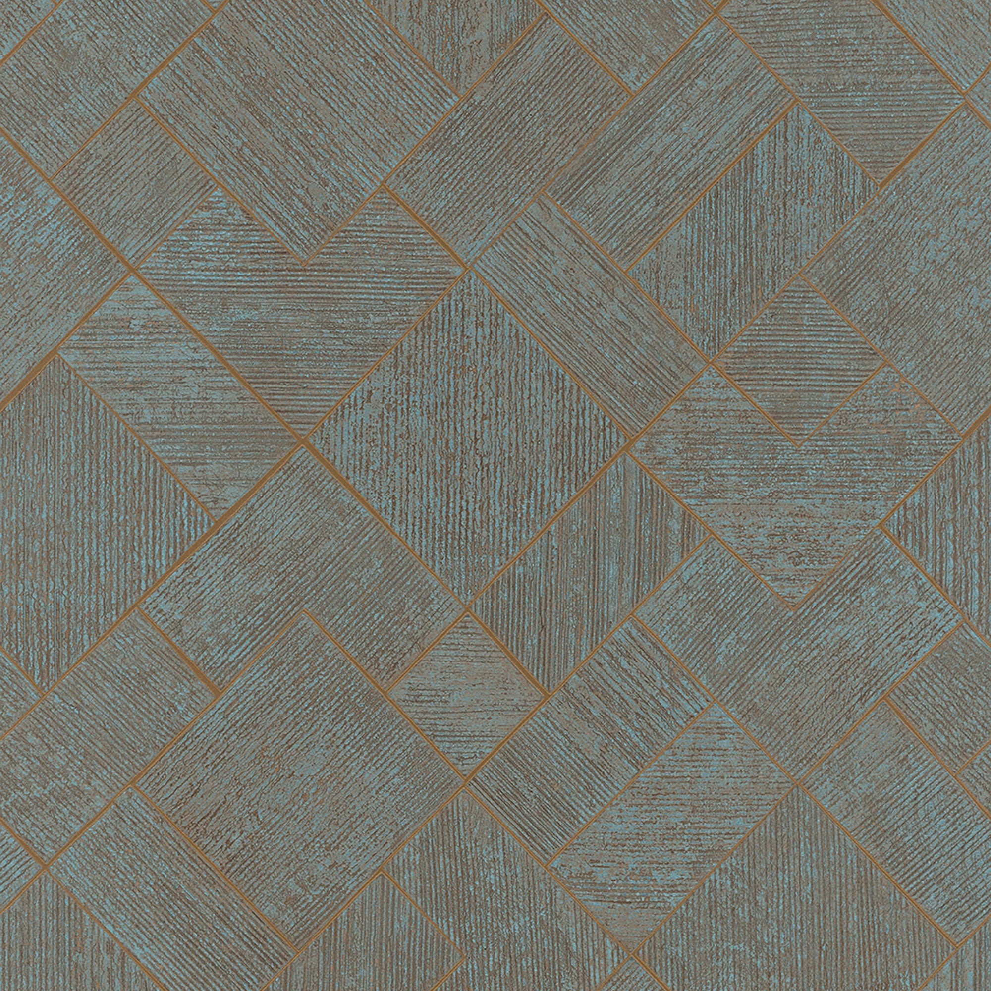 35512 Graphic Blue Copper Wallpaper by Galerie