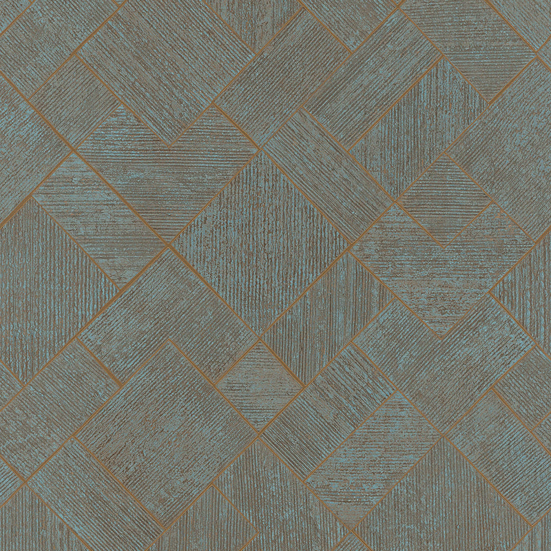 35512 Graphic Blue Copper Wallpaper by Galerie
