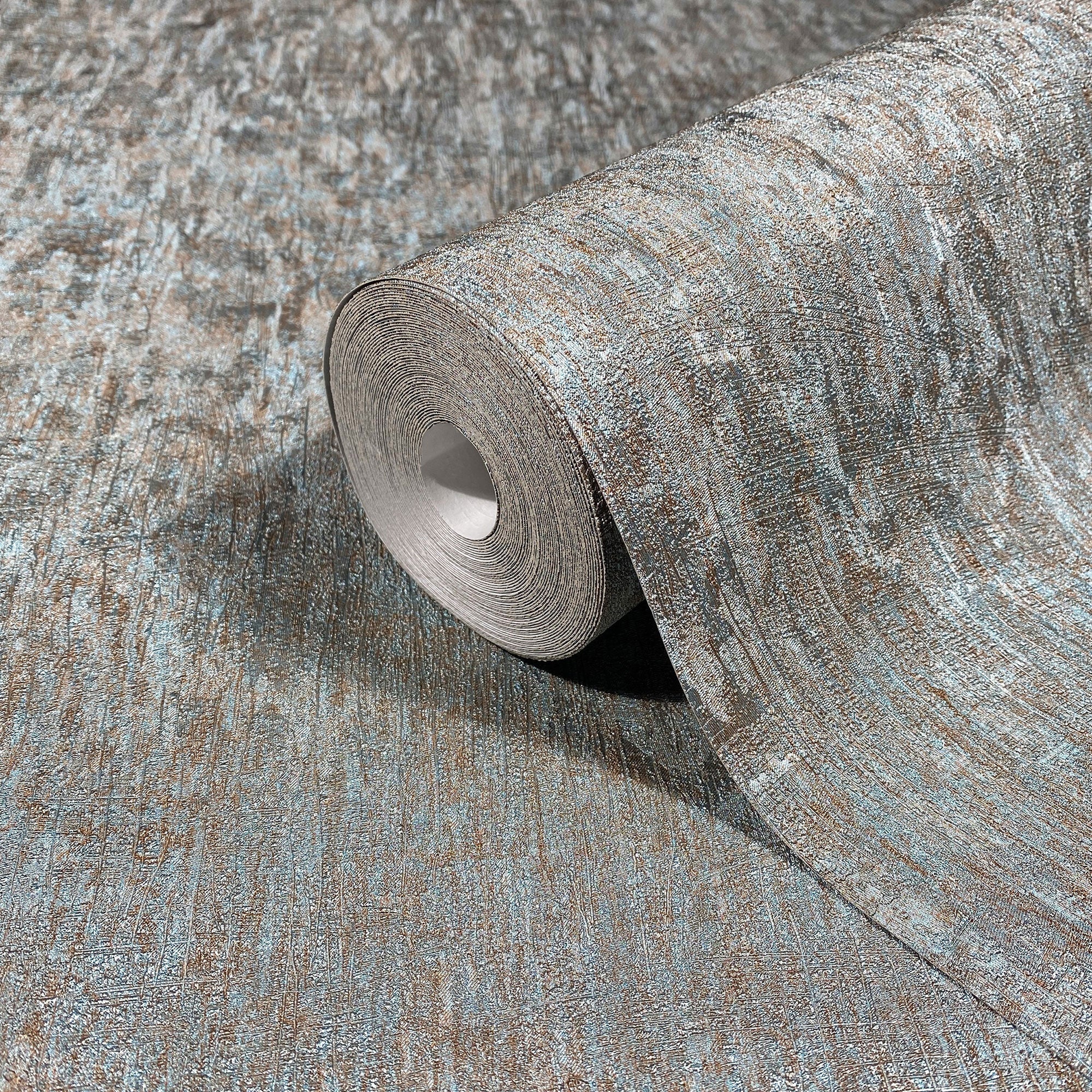 35526 Uni Blue Copper Wallpaper by Galerie