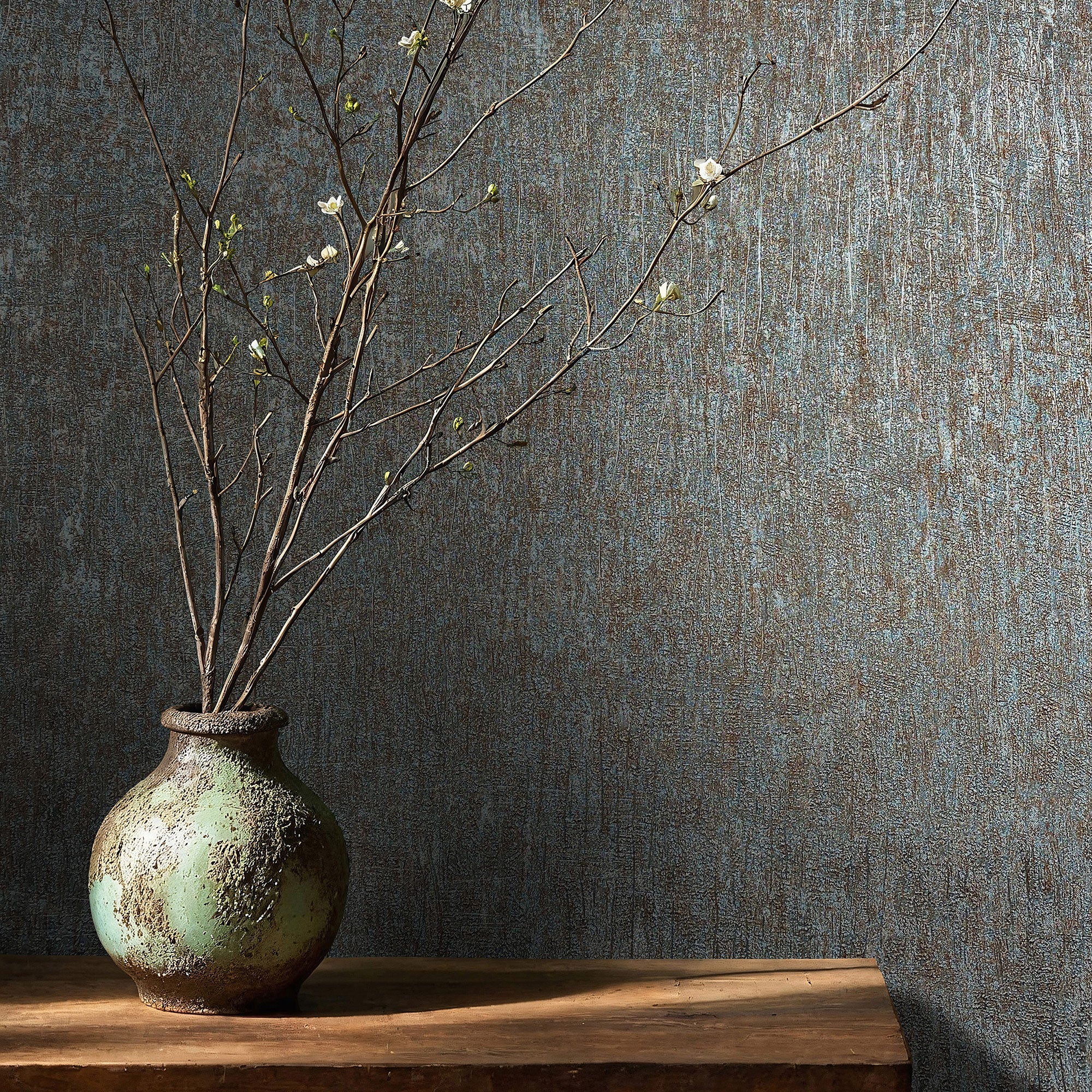 35526 Uni Blue Copper Wallpaper by Galerie