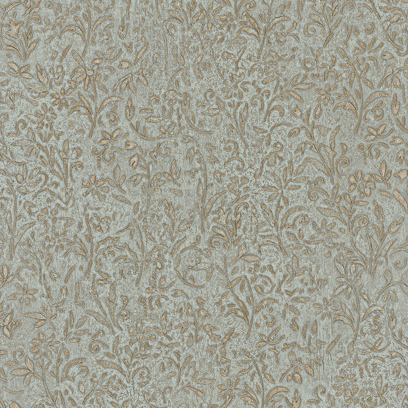 35532 Floral Blue Gold Wallpaper by Galerie