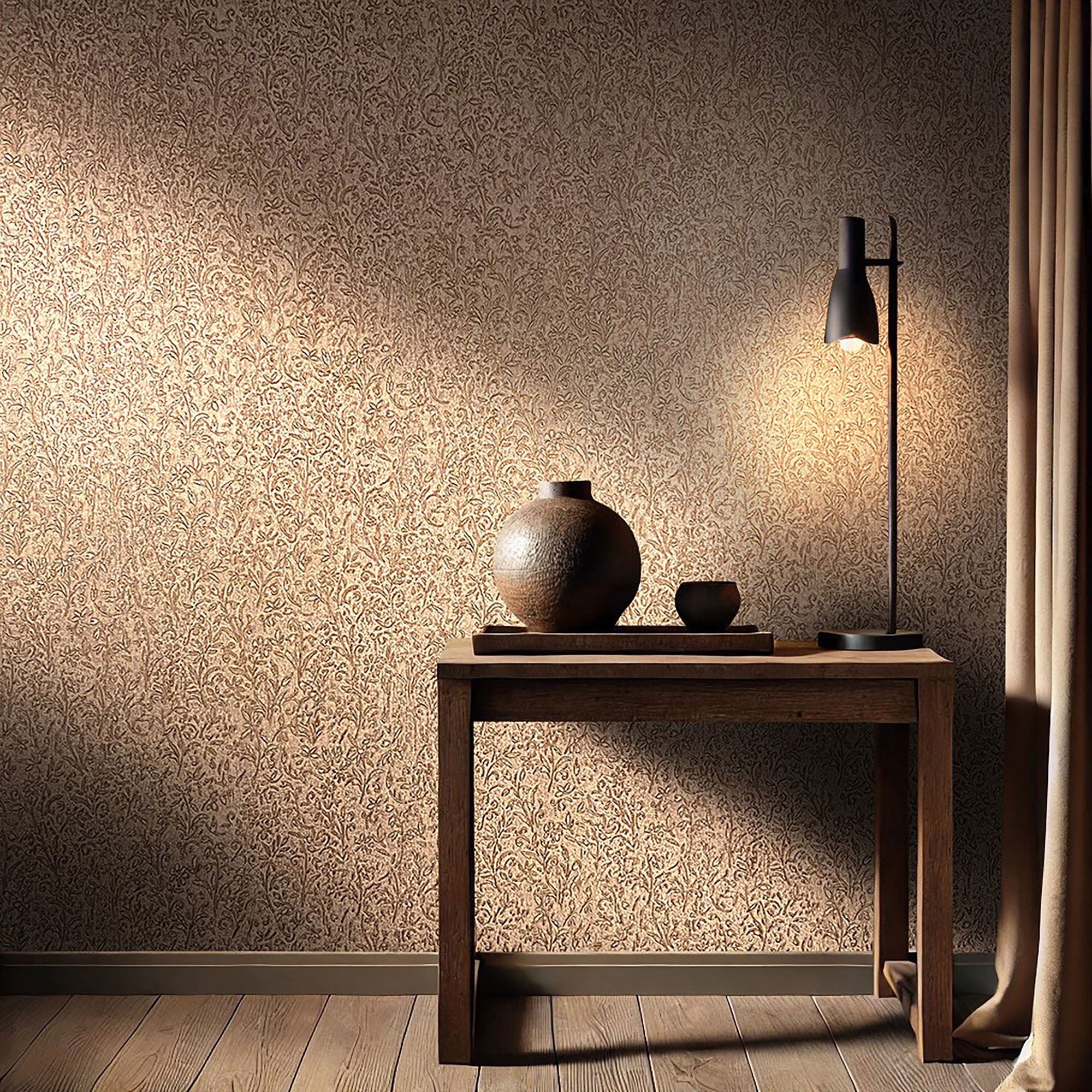35533 Floral Brown Gold Wallpaper by Galerie