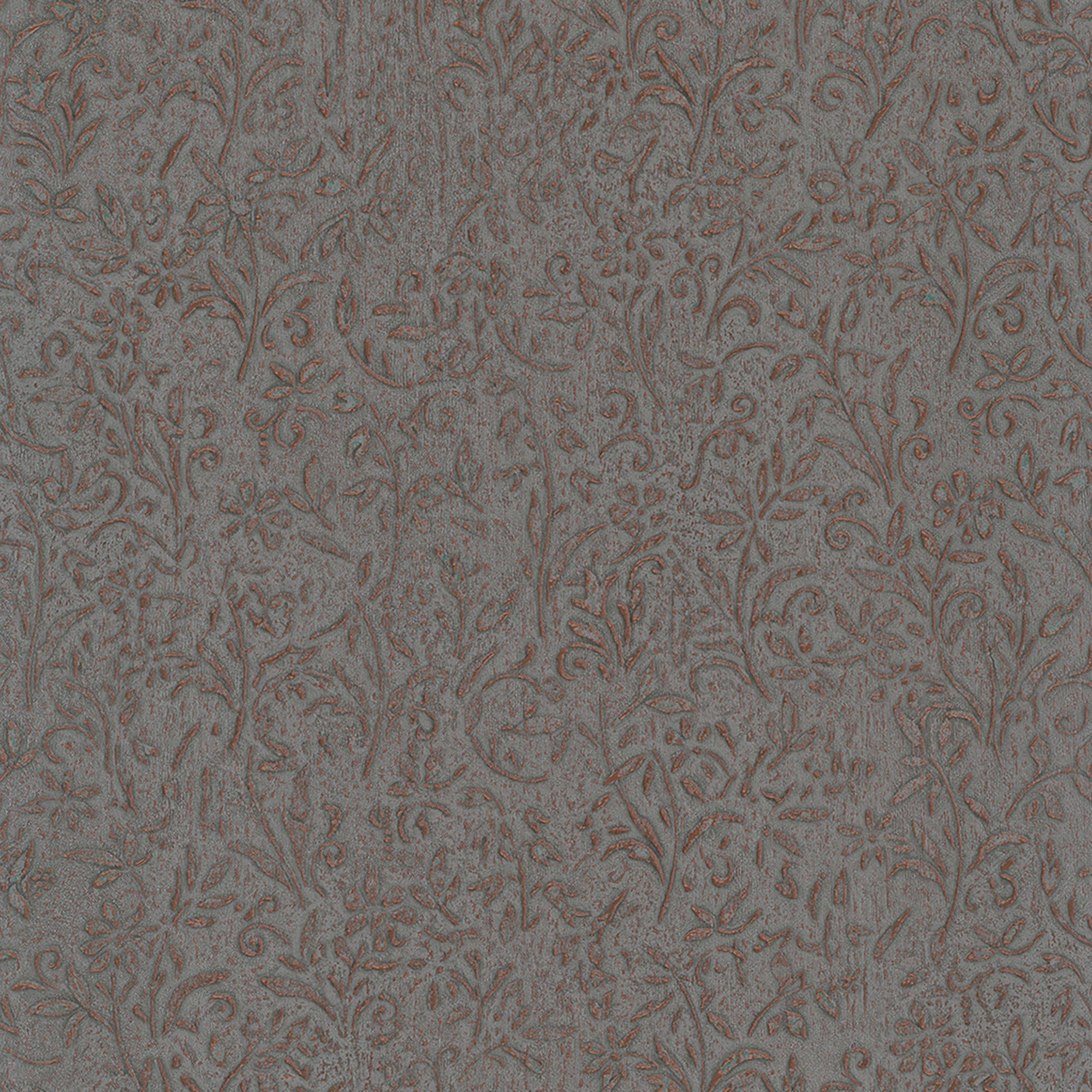 35534 Floral Grey Copper Wallpaper by Galerie