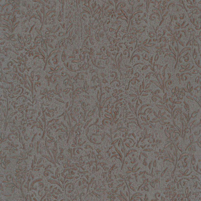 35534 Floral Grey Copper Wallpaper by Galerie