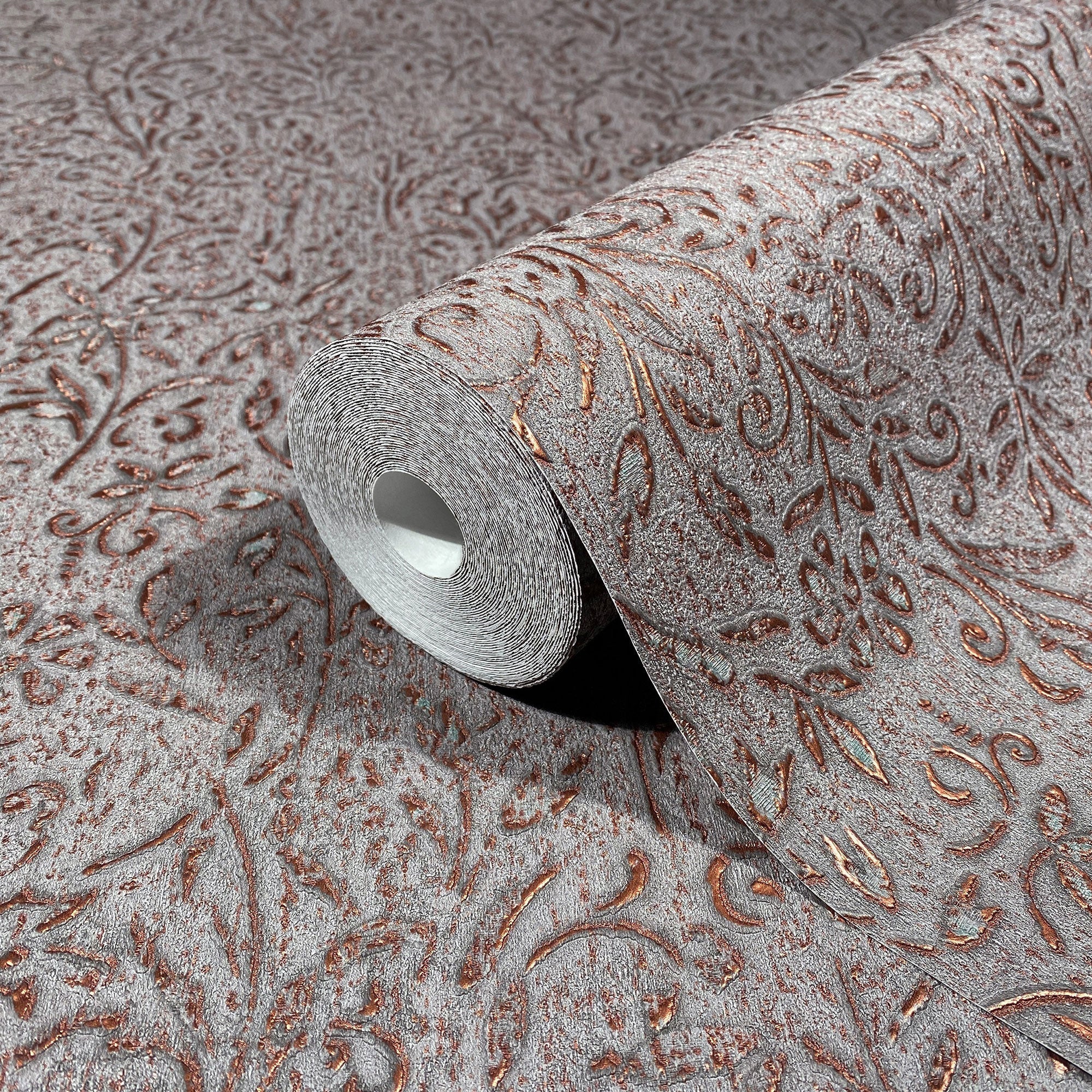 35534 Floral Grey Copper Wallpaper by Galerie