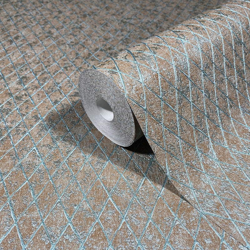 35539 Graphic Brown Blue Wallpaper by Galerie