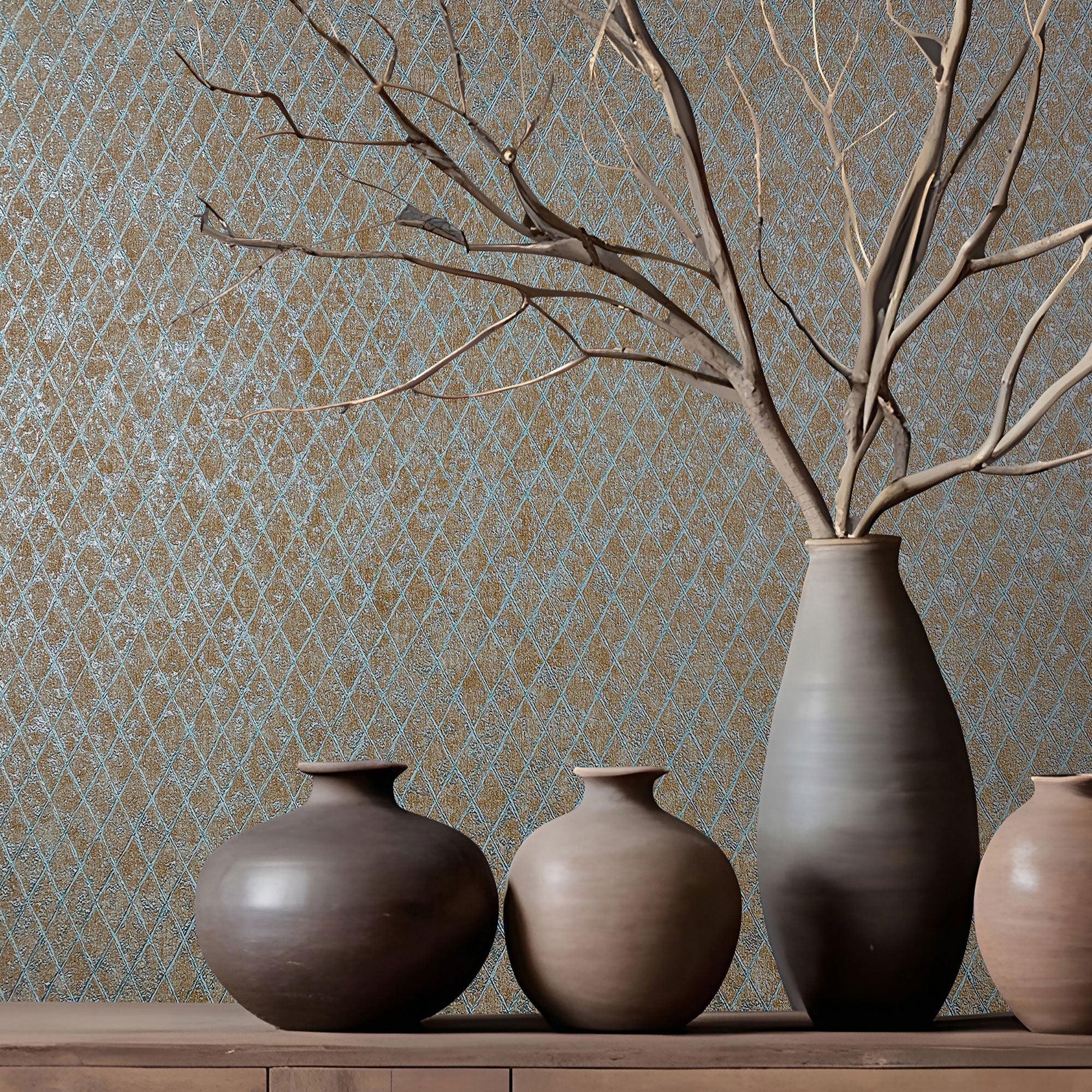 35539 Graphic Brown Blue Wallpaper by Galerie