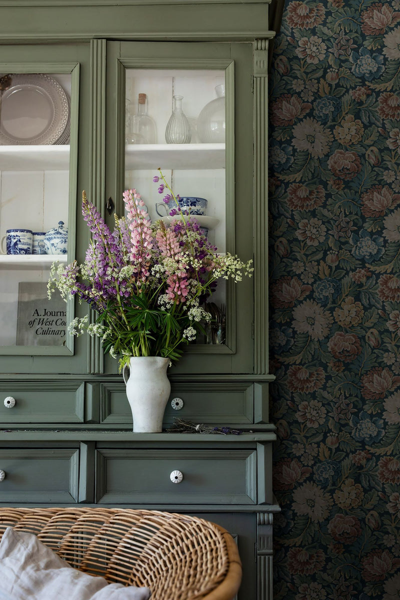 3561 Nightingale Garden Dark Multi Cottage Garden Wallpaper by Boråstapeter