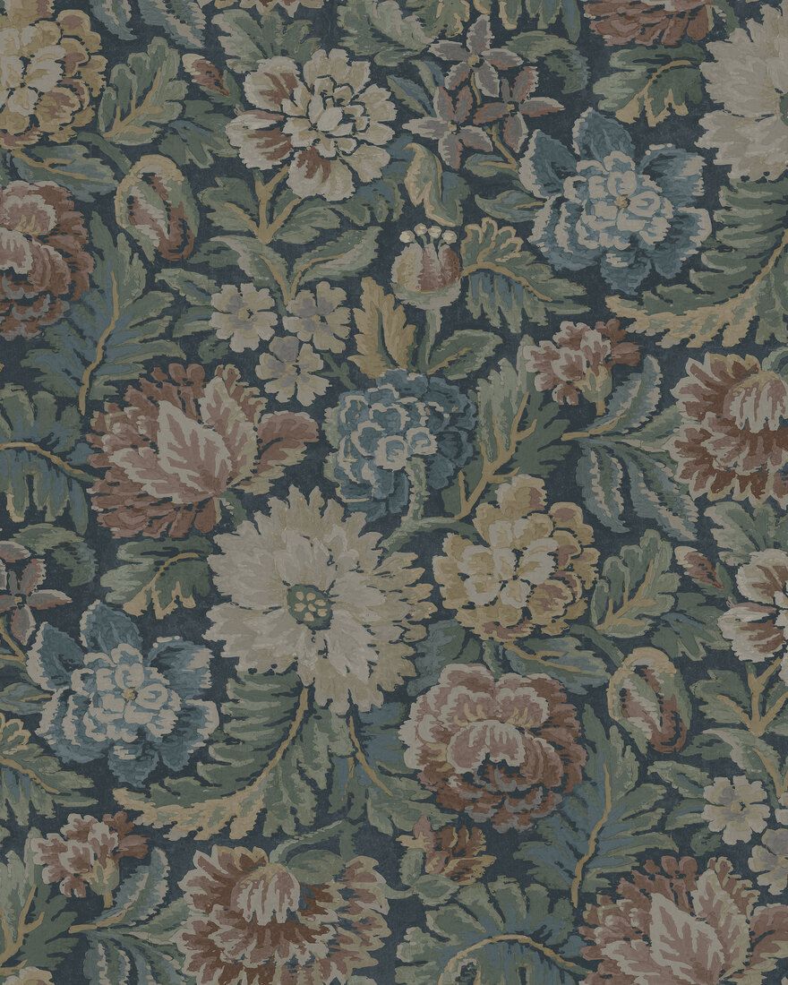 3561 Nightingale Garden Dark Multi Cottage Garden Wallpaper by Boråstapeter