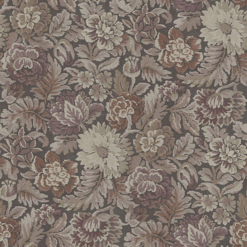 3563 Nightingale Garden Dark Red and Pink Cottage Garden Wallpaper by Boråstapeter