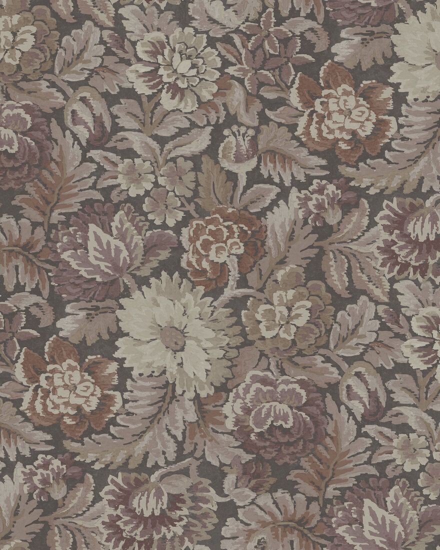 3563 Nightingale Garden Dark Red and Pink Cottage Garden Wallpaper by Boråstapeter