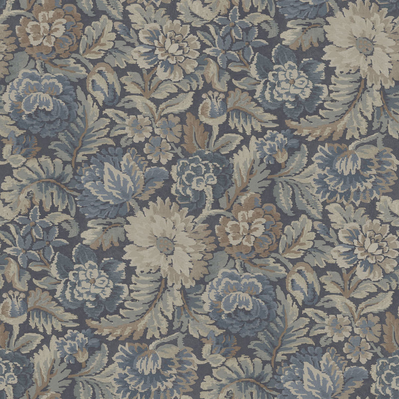 3564 Nightingale Garden Dark Blue and Green Cottage Garden Wallpaper by Boråstapeter