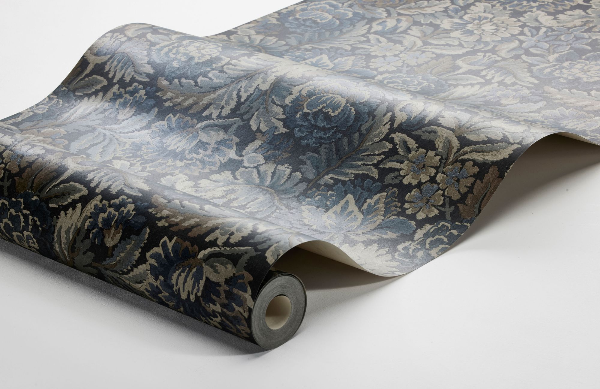 3564 Nightingale Garden Dark Blue and Green Cottage Garden Wallpaper by Boråstapeter