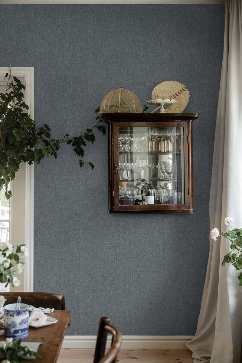 3568 Weaver´s Wall Dark Blue Cottage Garden Wallpaper by Boråstapeter