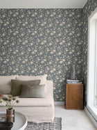 3573 Laura´s Cottage Dark Blue Cottage Garden Wallpaper by Boråstapeter