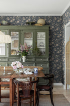 3573 Laura´s Cottage Dark Blue Cottage Garden Wallpaper by Boråstapeter