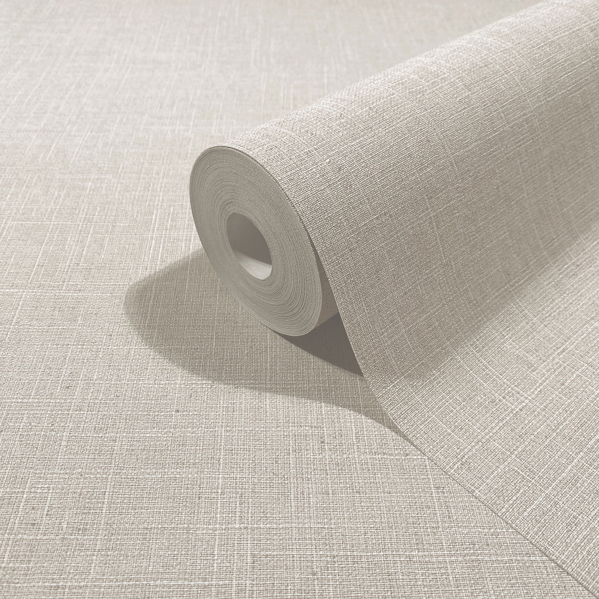 Uni Beige Boho Fine Linen Wallpaper by Galerie