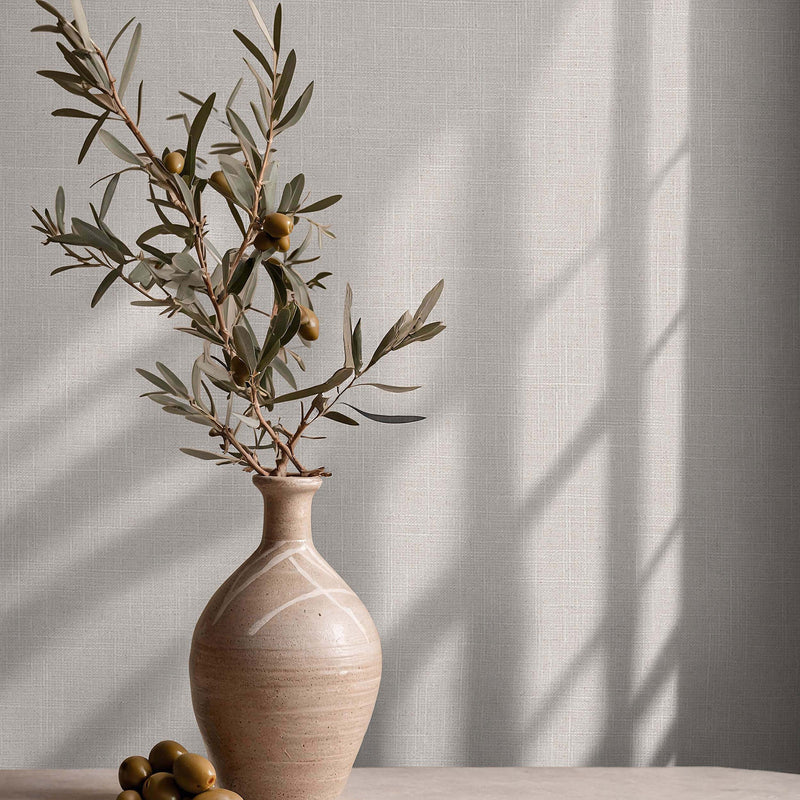 Uni Brown Boho Fine Linen Wallpaper by Galerie