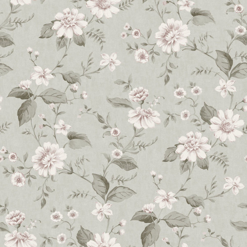 3574 Laura´s Cottage Light Green Cottage Garden Wallpaper by Boråstapeter