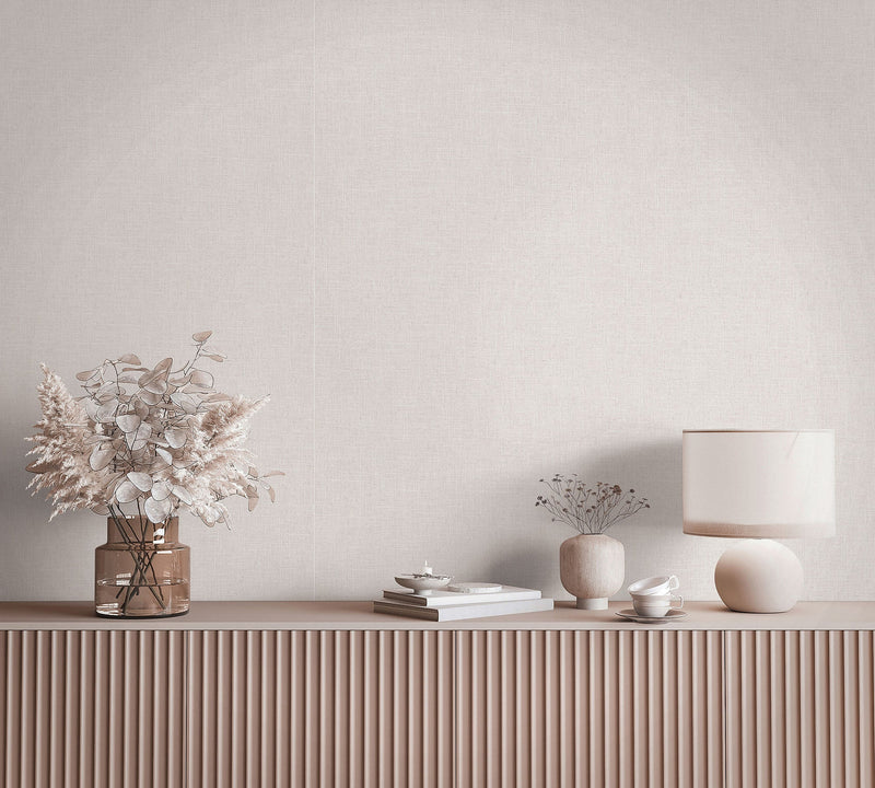 Uni Beige & Brown Boho Fine Linen Wallpaper by Galerie