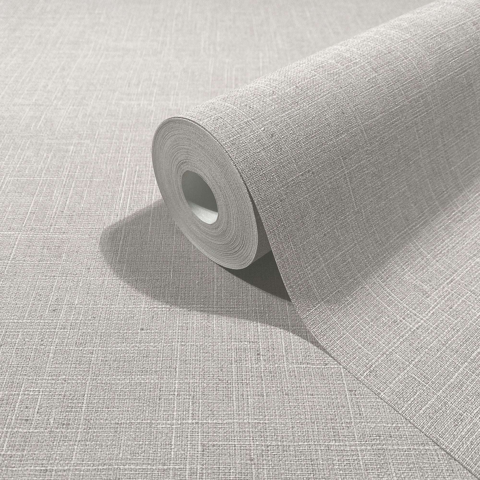 Uni Beige & Grey Boho Fine Linen Wallpaper by Galerie