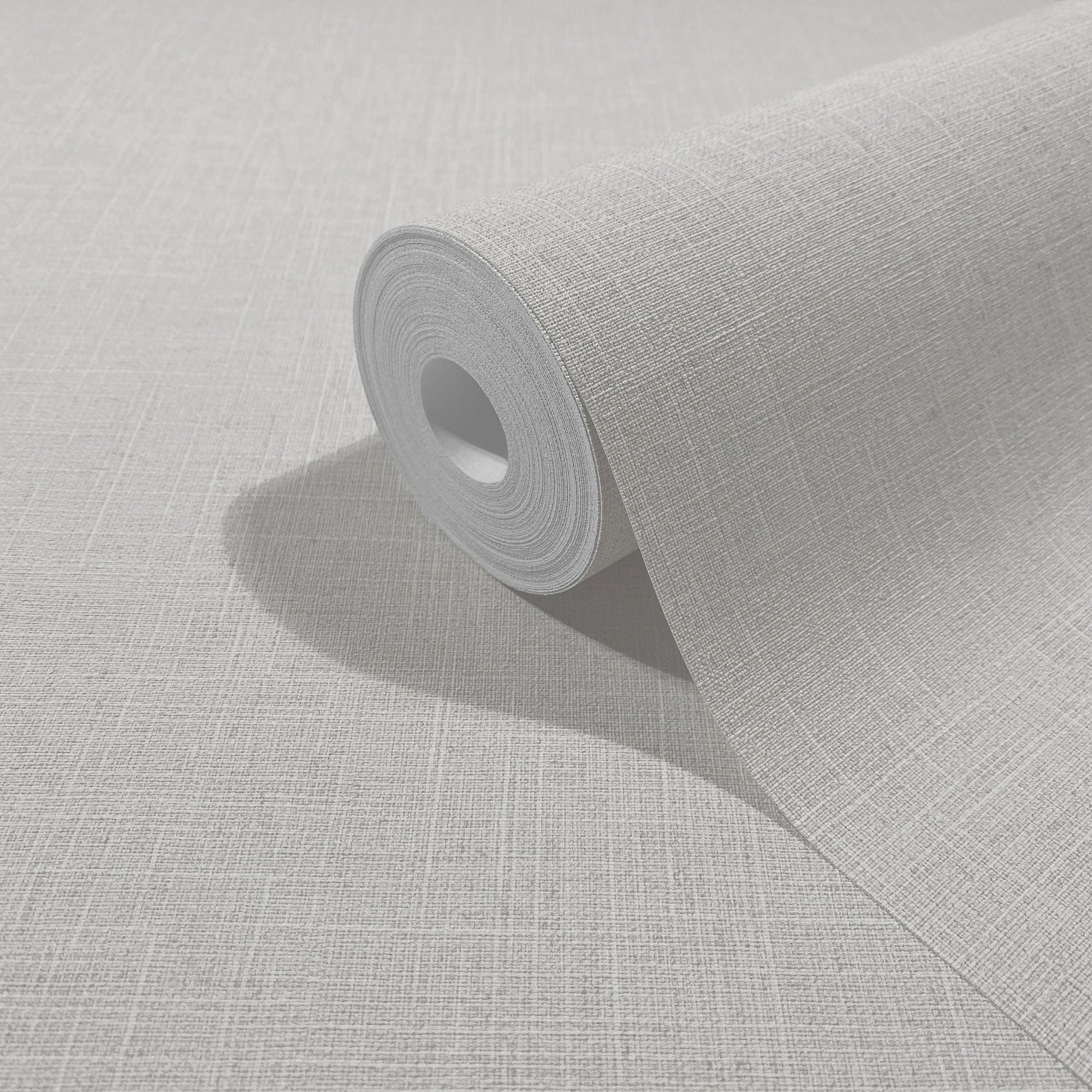 Uni Grey Boho Fine Linen Wallpaper by Galerie