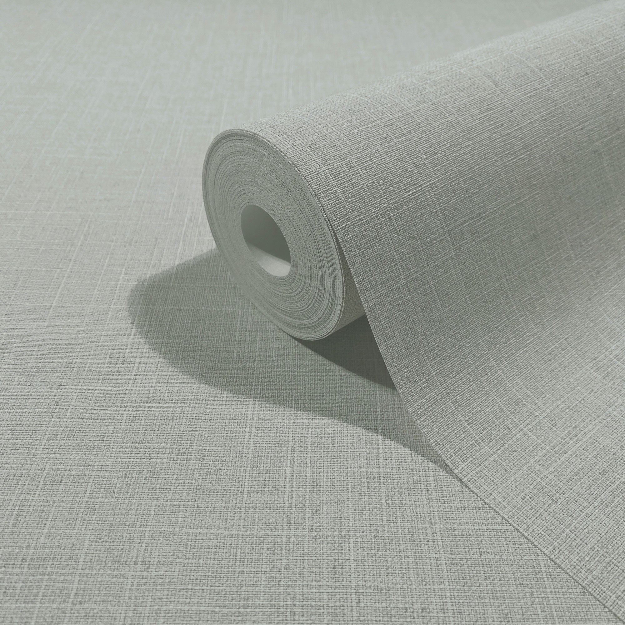 Uni Green & Grey Boho Fine Linen Wallpaper by Galerie