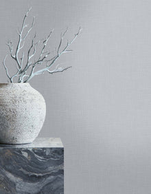 Uni Grey Boho Fine Linen Wallpaper by Galerie