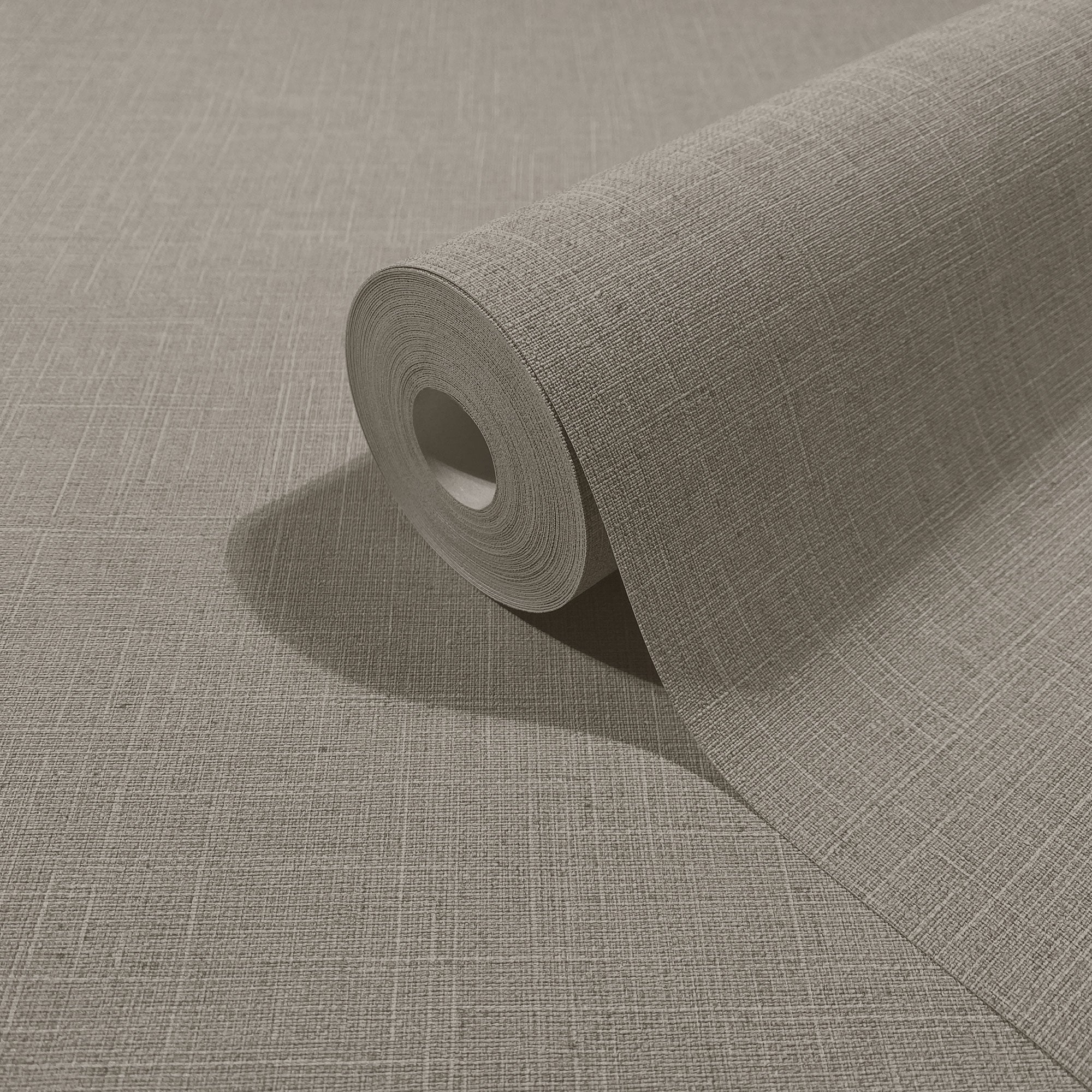 Uni Brown Boho Fine Linen Wallpaper by Galerie