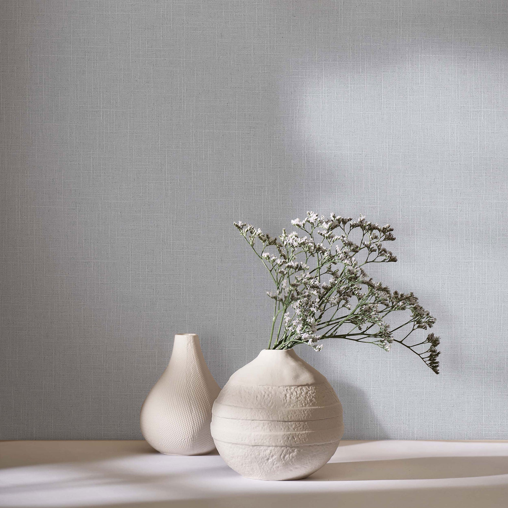 Uni Grey Boho Fine Linen Wallpaper by Galerie