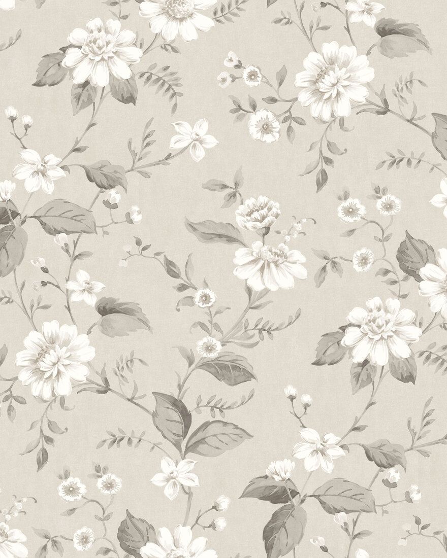 3575 Laura´s Cottage Light Beige and Brown Cottage Garden Wallpaper by Boråstapeter