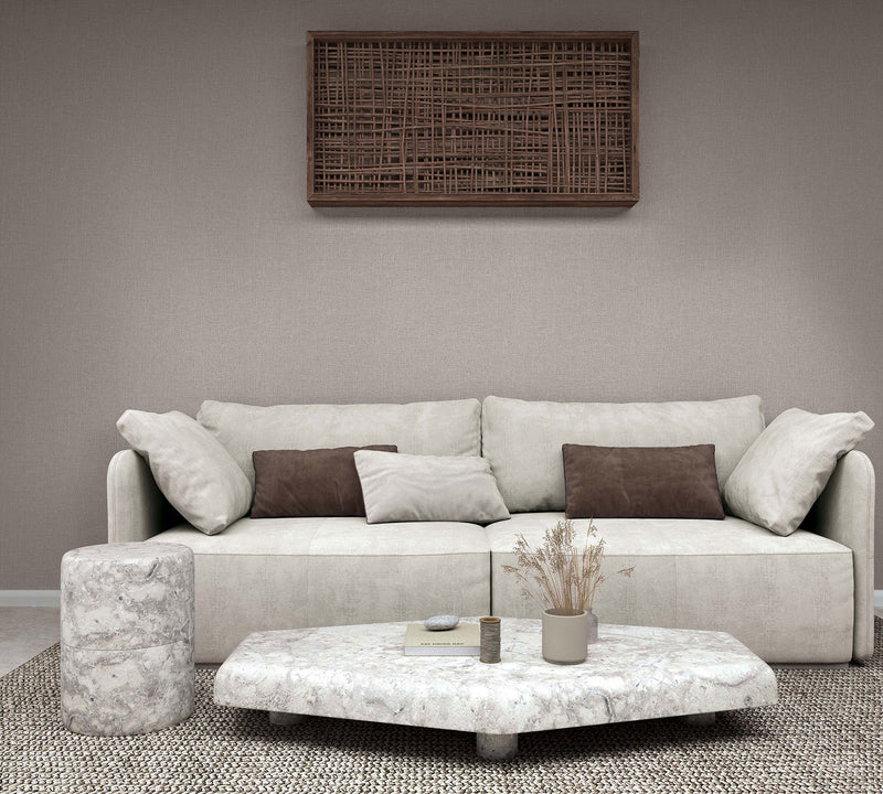 Uni Brown Boho Fine Linen Wallpaper by Galerie