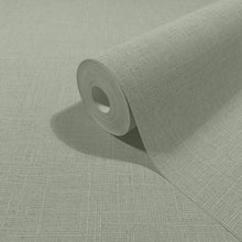 Uni Green Boho Fine Linen Wallpaper by Galerie