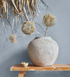 Uni Blue Boho Fine Linen Wallpaper by Galerie