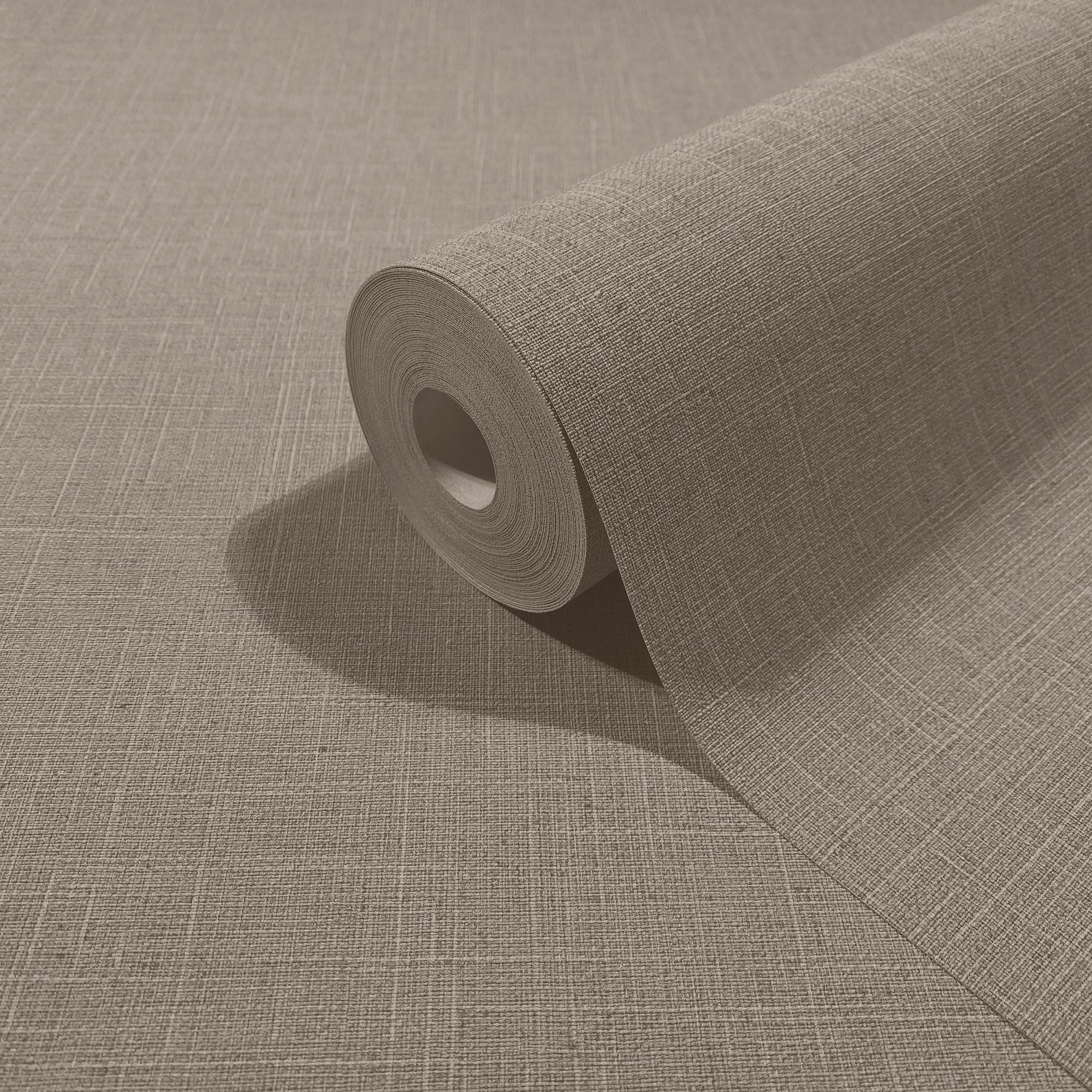 Uni Brown Boho Fine Linen Wallpaper by Galerie