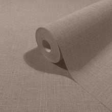Uni Brown Boho Fine Linen Wallpaper by Galerie