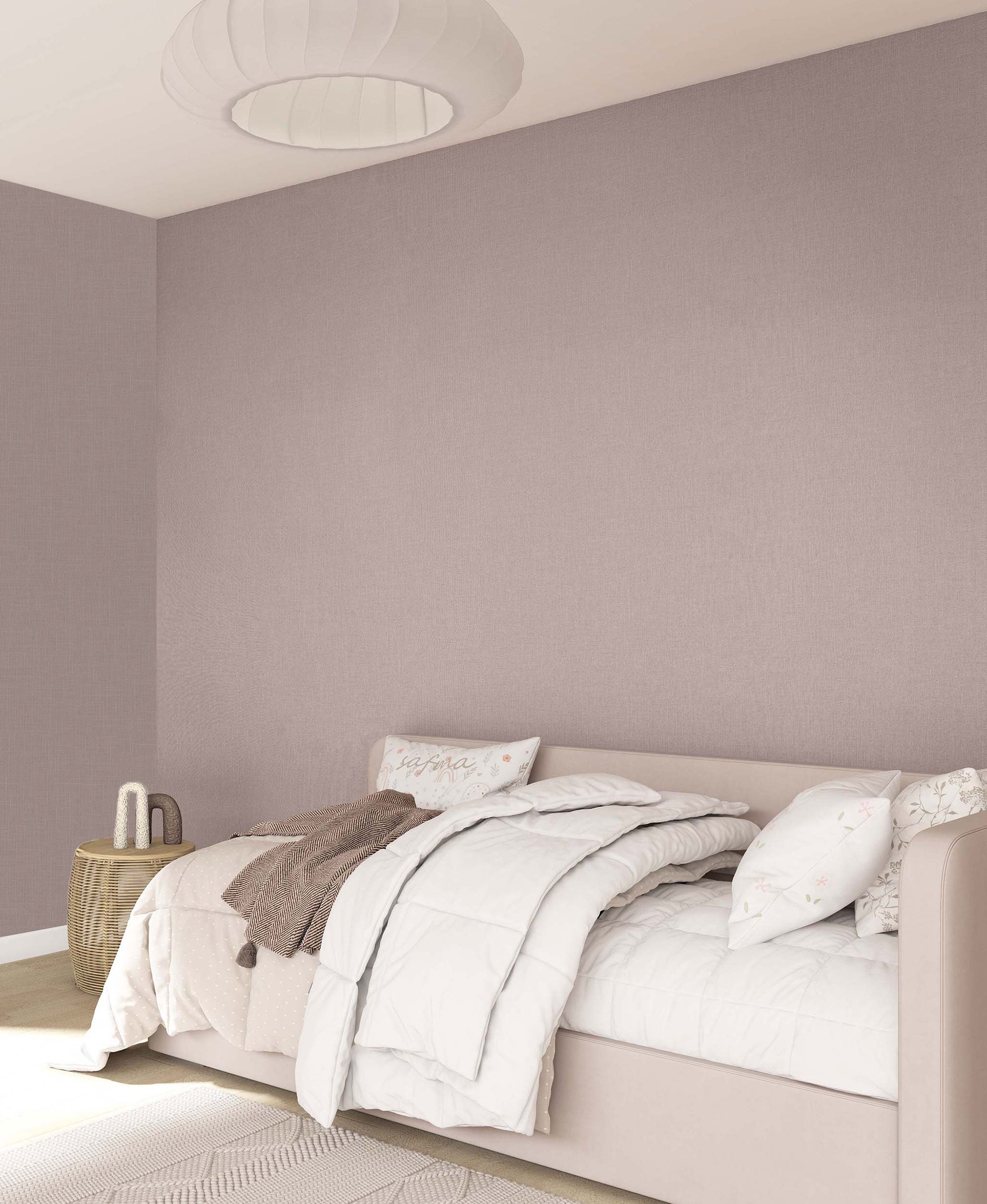 Uni Red Boho Fine Linen Wallpaper by Galerie