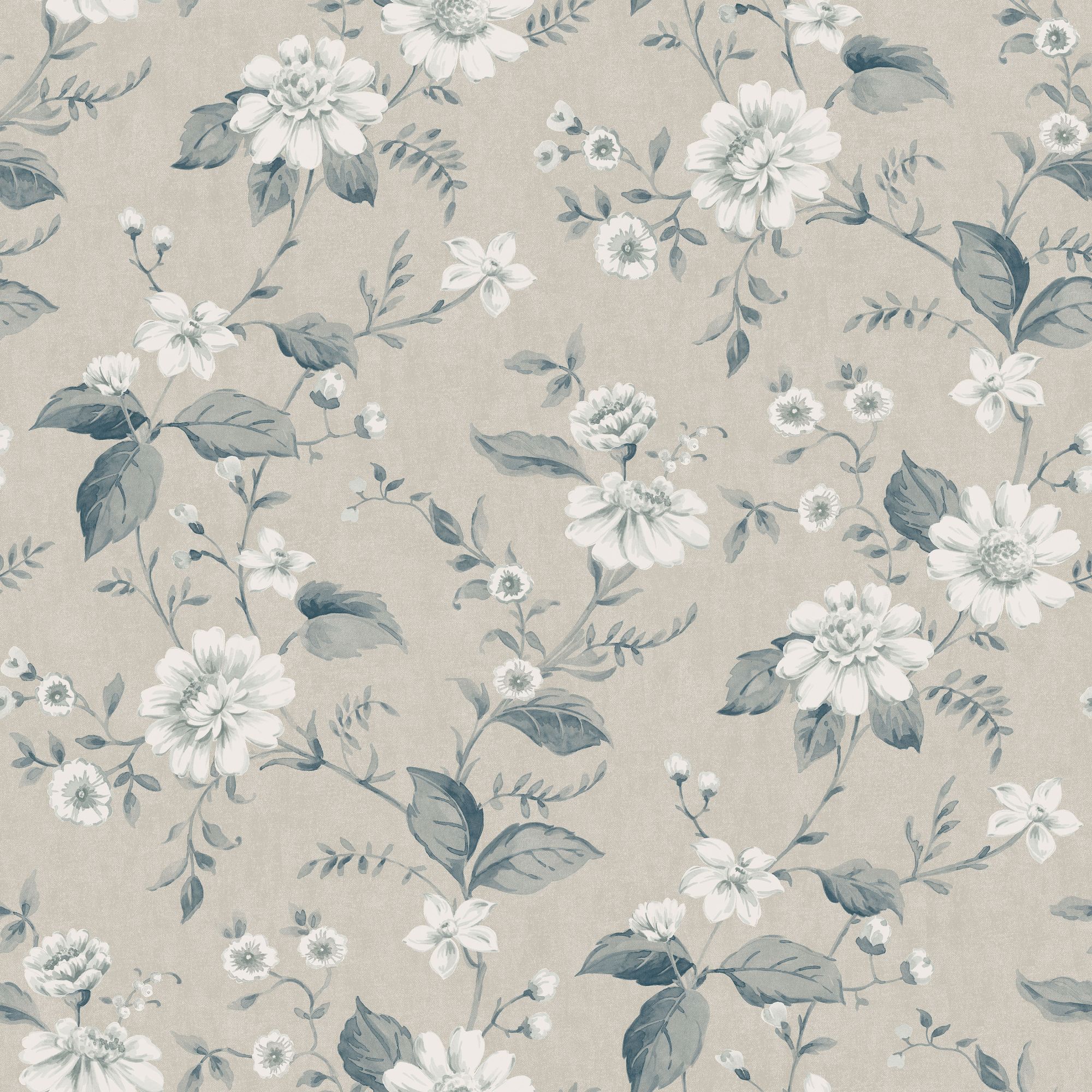 3576 Laura´s Cottage Light Beige and Blue Cottage Garden Wallpaper by Boråstapeter