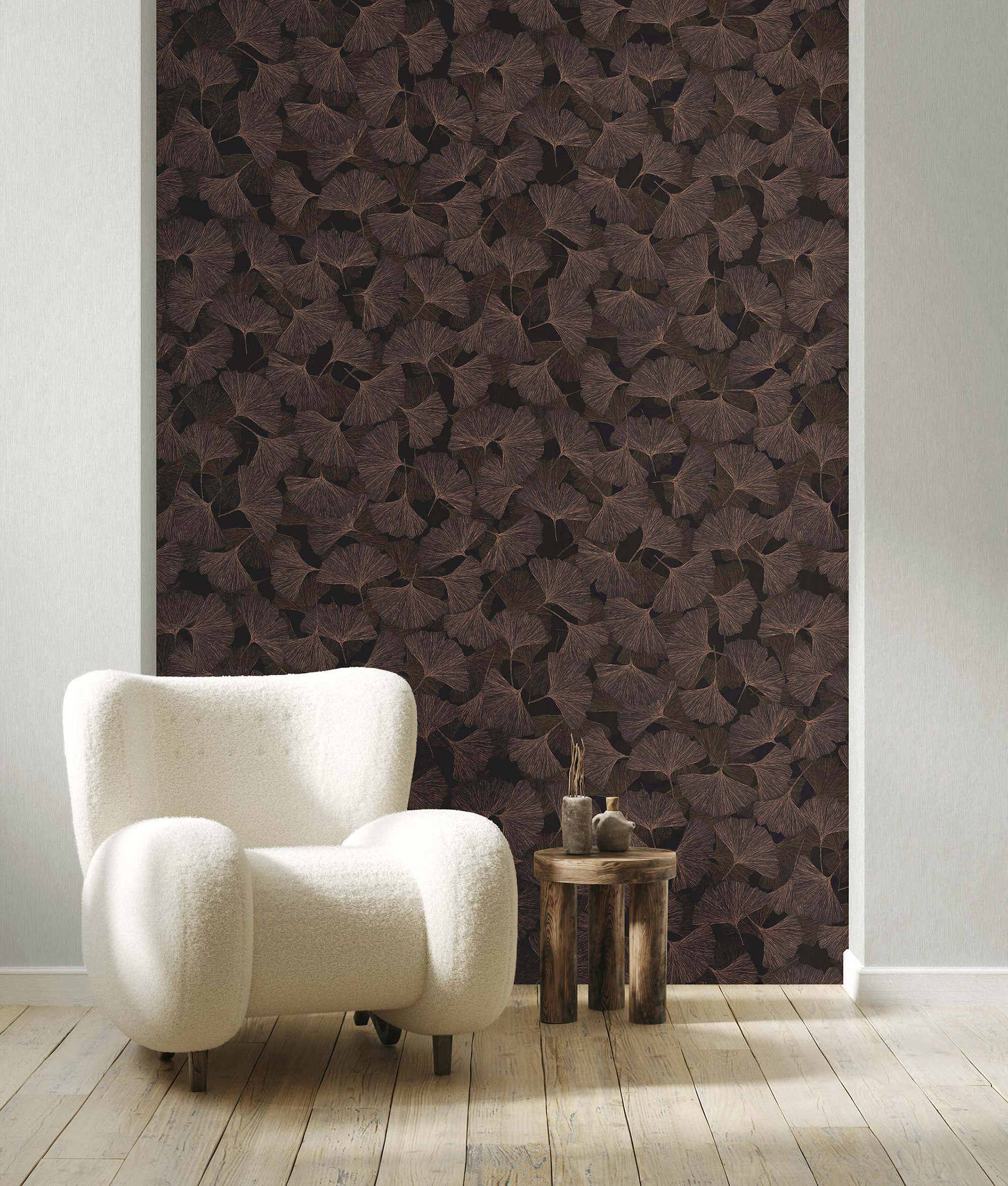 Floral Brown Boho Fine Linen Wallpaper by Galerie
