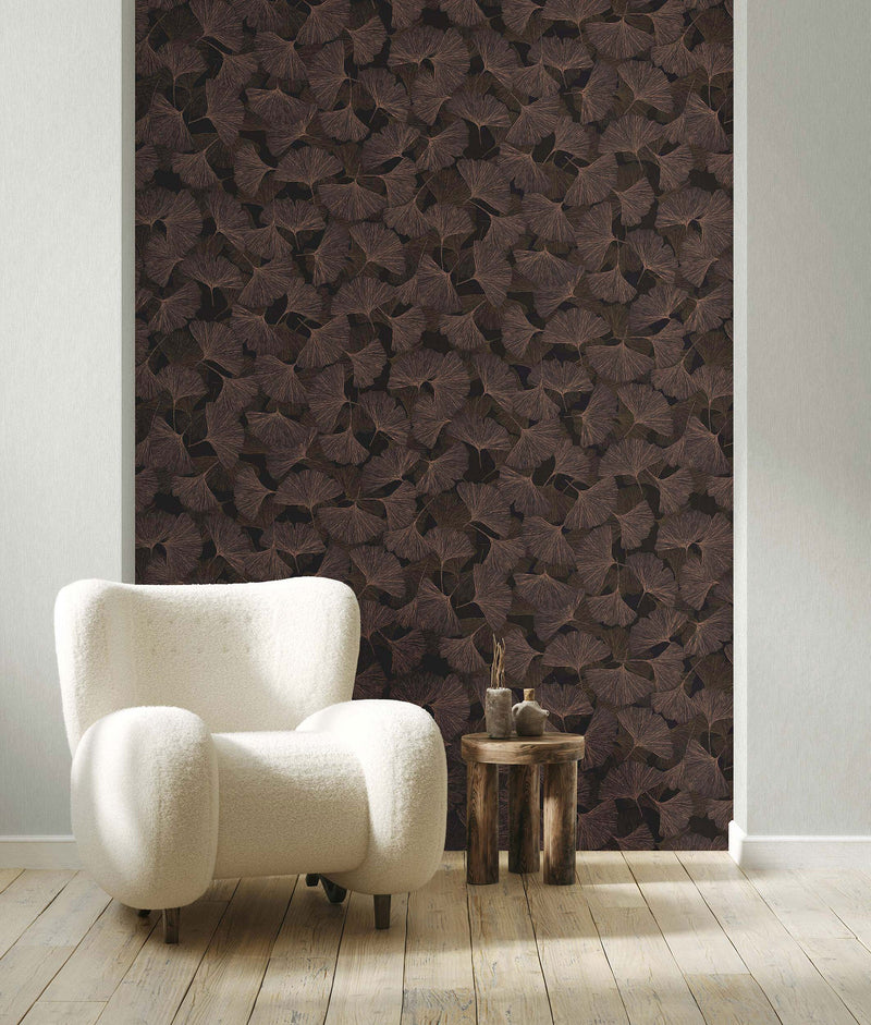 Floral Brown Boho Fine Linen Wallpaper by Galerie