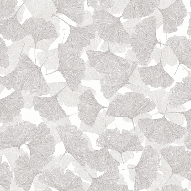 Floral Grey & White Boho Fine Linen Wallpaper by Galerie
