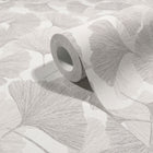 Floral Grey & White Boho Fine Linen Wallpaper by Galerie