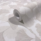 Floral Grey & Beige Boho Fine Linen Wallpaper by Galerie