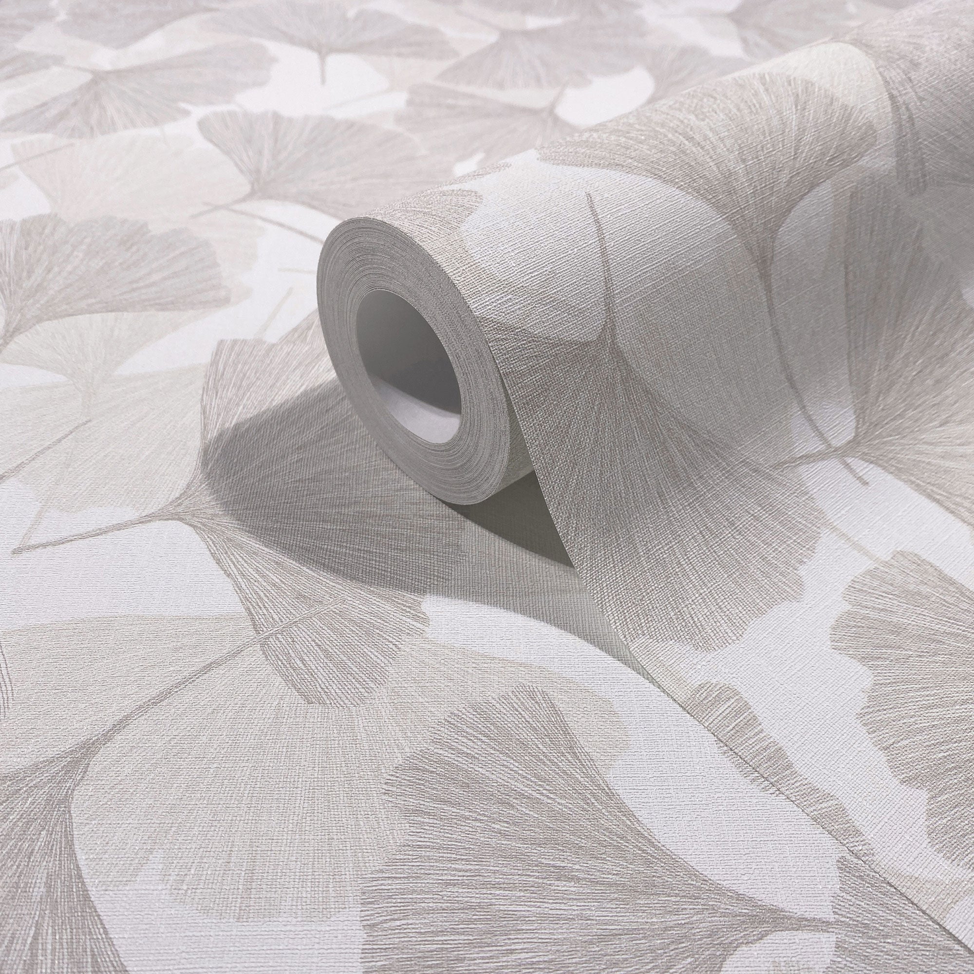 Floral Grey & Beige Boho Fine Linen Wallpaper by Galerie