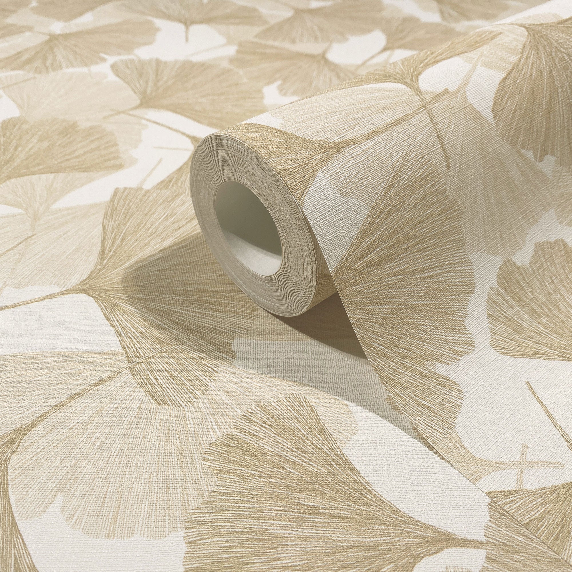Floral Beige Boho Fine Linen Wallpaper by Galerie