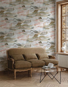Graphically Green, Blue & Red Boho Fine Linen Wallpaper by Galerie